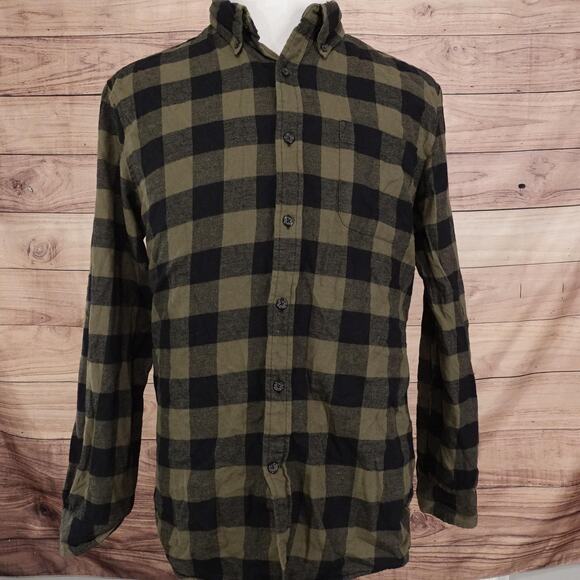 St John's Bay Shirt Mens Large Green Black Plaid Flannel Button Down Classic Fit - Picture 3 of 7